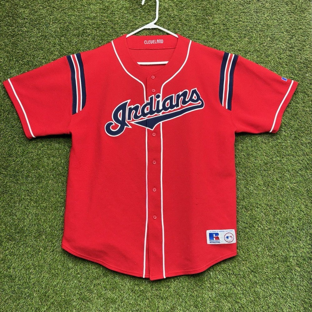Cleveland Indians Russell Athletic Jersey Mens XL Stitched Vintage Red Blank 90s